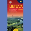 Litwa (Lietuva). Mapa drogowa 1:400 000.
