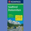 Południowy Tyrol, Dolomity (Alto Adige, Sudtirol, Dolomiten). Mapa samochodowa 1:150 000 z panoramą.