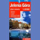 Jelenia Góra +5 (Karpacz, Kowary, Lubań, Szklarska Poręba, Świeradów-Zdrój). Plan miasta 1:20 000.