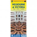 Melbourne, Victoria. Plan miasta, mapa turystyczna 1:9 000/1:1 500 000.
