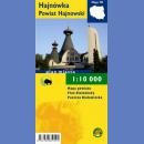 Hajnówka. Plan miasta 1:10 000. Powiat Hajnowski, Białowieża, Puszcza Białowieska.