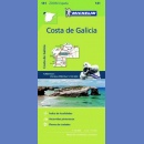 Hiszpania: Wybrzeże Galicyjskie (Galicja, Costa de Galicia). Mapa samochodowa 1:150 000.