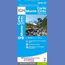4250OT: Corte, Minte Cinto, PNR de Corse. Mapa topograficzno-turystyczna 1:25 000.