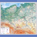 Polska. Mapa fizyczna i administracyjna. Dwustronna mapa podręczna szkolna.