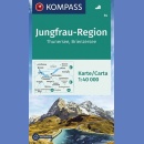 Alpy Berneńskie - Region Jungfrau, Jez. Thuner i Brienzer. Mapa turystyczna 1:40 000 wodoodporna