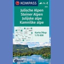 Alpy Julijskie, Alpy Kamnickie (Julische Alpen, Steiner Alpen, Kamniske Alpe). Mapa turystyczna 1:75 000 laminowana