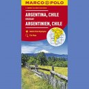 Ameryka Południowa: Argentyna, Chile, Urugwaj. Mapa samochodowa 1:4 000 000.