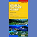Austria: Salzburg, Steiermark, Karyntia. Mapa turystyczna 1:200 000. 