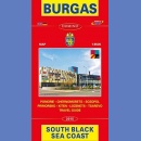 Burgas i okolice. Plan miasta 1:8 500. Wybrzeże Morza Czarnego.