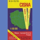 Cisna M-34-105/106<BR>Mapa topograficzna 1:100 000. Wydanie turystyczne 