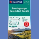 Dolomity Brenta (Brentagruppe, Dolomiti di Brenta). Mapa turystyczna 1:25 000