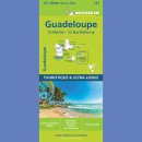 Gwadelupa (Guadeloupe). Mapa turystyczna 1:80 000.