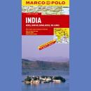 Indie, Nepal, Bangladesz, Bhutan, Sri Lanka (India). Mapa samochodowa 1:2 500 000.