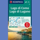 Jeziora Lago di Como, Lago di Lugano. Mapa turystyczna 1:50 000.