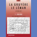 Jezioro Genewskie (Lake Geneva, Gruyere). Mapa topograficzna 1:100 000.