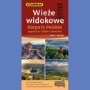 Karpaty Polskie. Wieże widokowe - pogranicze czeskie i słowackie. Mapa turystyczna 1:350 000.