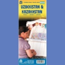 Kazachstan, Uzbekistan. Mapa turystyczna 1:3 000 000/1:1 580 000.