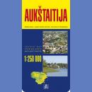 Litwa: Auksztota (Aukštaitija). Mapa turystyczna 1:250 000.