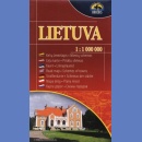 Litwa (Lietuva). Mapa drogowa 1:1 000 000.