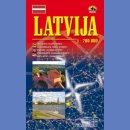 Łotwa (Latvija). Mapa drogowa 1:700 000.