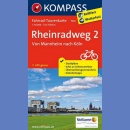 Nadreńska Trasa Rowerowa (Rheinradweg 2): Mannheim-Koln. Mapa rowerowa 1:50 000