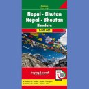 Nepal, Butan (Buthan). Mapa samochodowa 1:800 000.