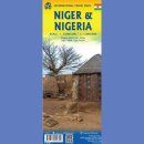 Nigeria, Niger. Mapa turystyczna 1:1 600 000/1:2 000 000.