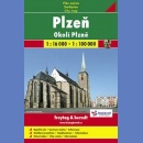 Pilzno (Plzen). Plan miasta 1:16 000. Okolice Pilzna Mapa 1:100 000.