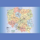 Polska. Mapa administracyjno-drogowa 1:1 700 000. Podkładka na biurko i pod mysz.