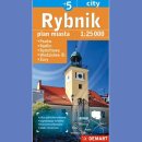 Rybnik +5. Plan miasta 1:25 000.