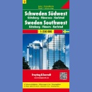 Szwecja Ark. 2. Południowo-zachodnia. Goteborg. Mapa samochodowa 1:250 000.