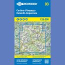 T03: Cortina d'Ampezzo, Dolomity Ampezzane. Mapa turystyczna 1:25 000.