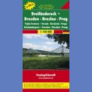 Trójstyk: Drezno, Wrocław, Praga. Mapa turystyczna 1:150 000.
