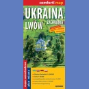Ukraina Zachodnia. Lwów. <BR>Mapa laminowana 1:500 000. Plan 1:10 000