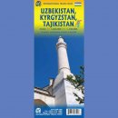 Uzbekistan, Kirgistan, Tadżykistan (Uzbekistan, Kyrgyzstan, Tajikistan). Mapa 1:1 600 000/1:1 100 000.