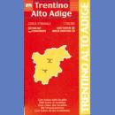 Włochy: Trydent, Górna Adyga (Trentino, Alto Adige). Mapa samochodowa 1:250 000.