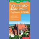 Województwo warmińsko-mazurskie. Mapa 1:250 000 Podróżownik. Plastik