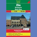 Zlin. Otrokovice. Plan miasta 1:15 000. Okolice Zlinu. Mapa 1:100 000.